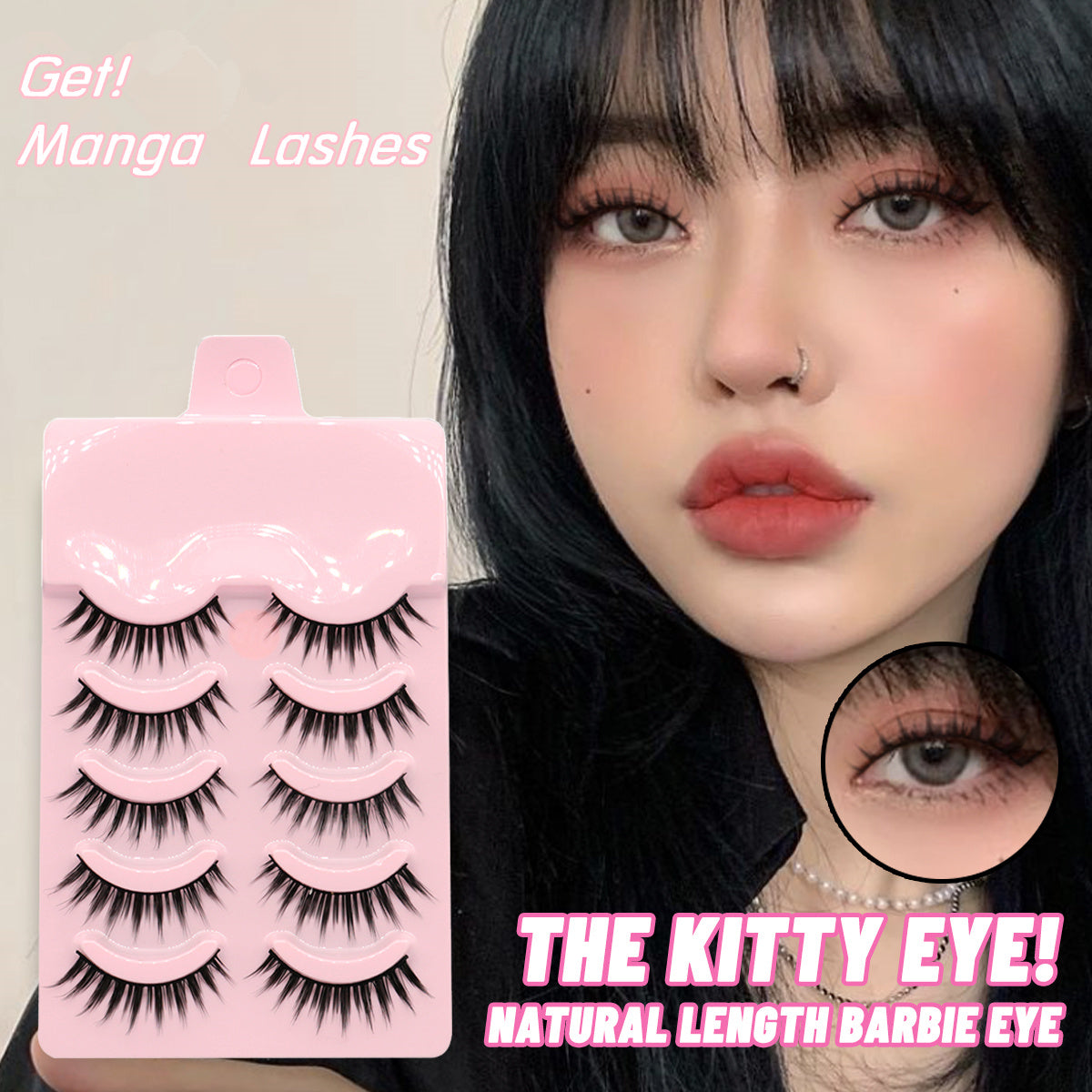 5 Pairs Manga Lashes Natural Wispy Anime Style